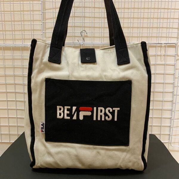 【美品】FILA BEIFIRST フィラ ビーファーストコラボ トートバッグ 大容量 キャンバス ベージュホワイトグレー