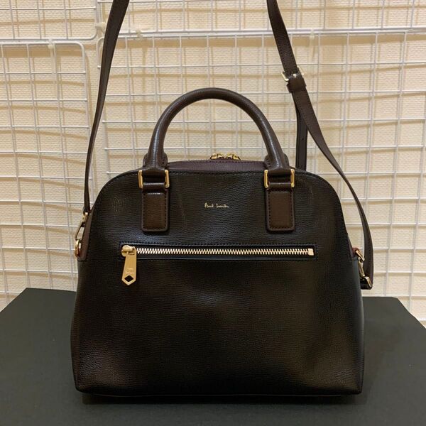 【美品】PaulSmith ポールスミス 2way ハンドバッグ ショルダーバッグ ブラック レザー