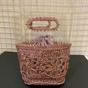 【未使用美品】GREEN LABEL RELAXING かごバッグ ハンドバッグ ラベンダーカラー 夏仕様
