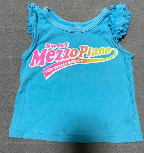 メゾピアノ 100 ノースリーブ 女の子 used 難あり タンクトップ ロゴ Tシャツ