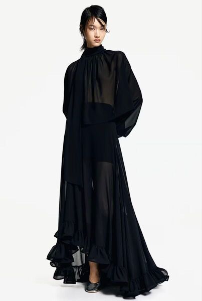 H&M Edition リミテッド エディション 限定即完売 上下セット リボンタイシフォンブラウス ボリュームスカート ポンチョ
