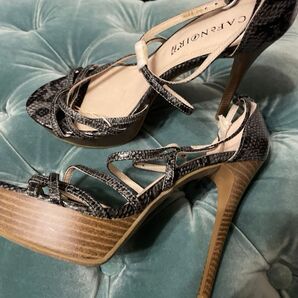 カフェノワール cafe noir ハイヒール パイソン柄 37 23.5 新品 サンダル イタリア製