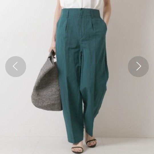 Spick&Span LI/COワイドテーパードパンツ 緑 S