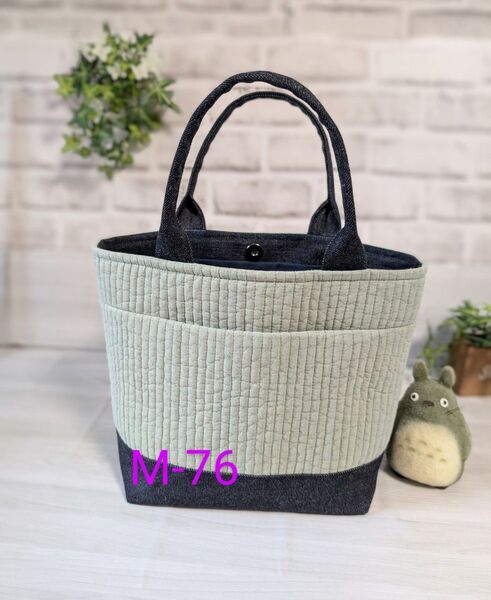 韓国直輸入ヌビと岡山デニムのハンドメイド2WAYトートバッグ(M)