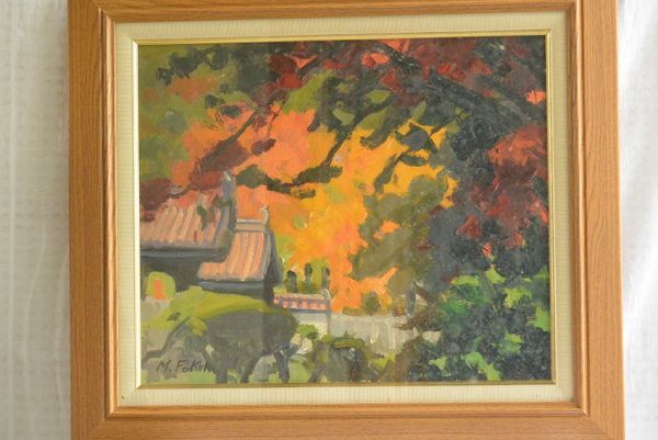 ●Objet unique en son genre ● M.Fukui Masao Fukui Peinture de paysage Oeuvre de peinture d'art d'arbre carré de l'école Shizutani, peinture, peinture à l'huile, Nature, Peinture de paysage