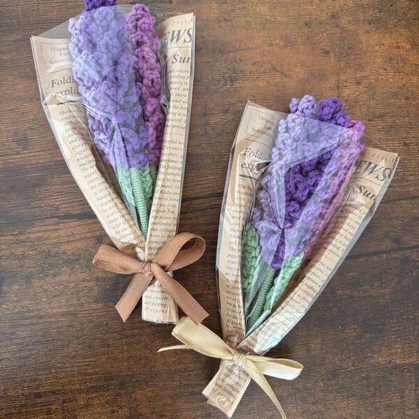 ハンドメイド 枯れない花束ラベンダー2束セット(パープル系)