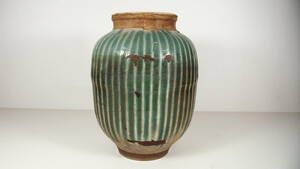 旧家所蔵 時代 緑釉 壺 大壺 G