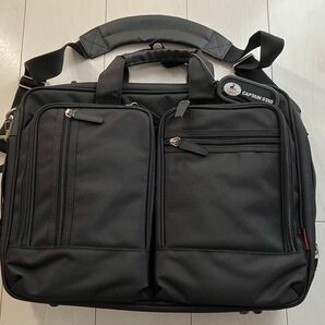 CAPTAIN STAG|キャプテンスタッグ製 ビジネスバッグ ショルダーバッグ 黒 多収納ポケット 厚さ調整可能 新品未使用
