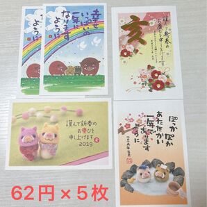 年賀はがき 絵葉書 猪 亥 イノシシ 62円 5枚