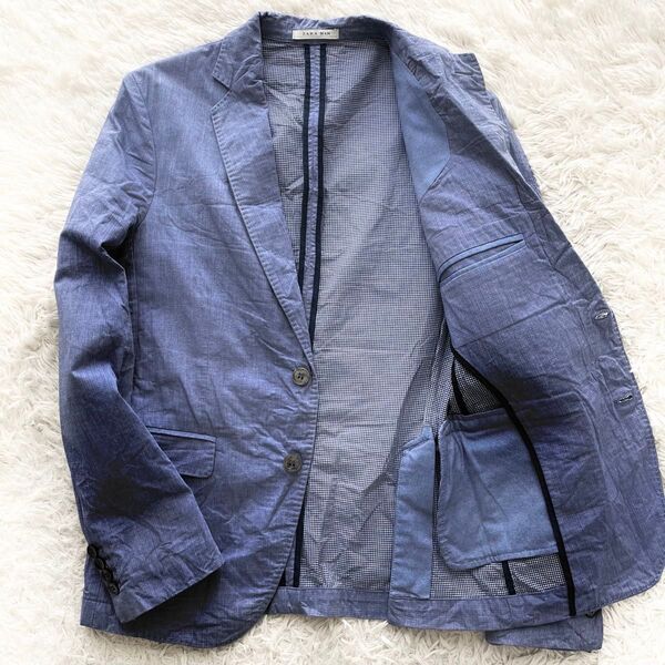 ZARA MAN テーラードジャケット ブルー 背抜き サイズ36