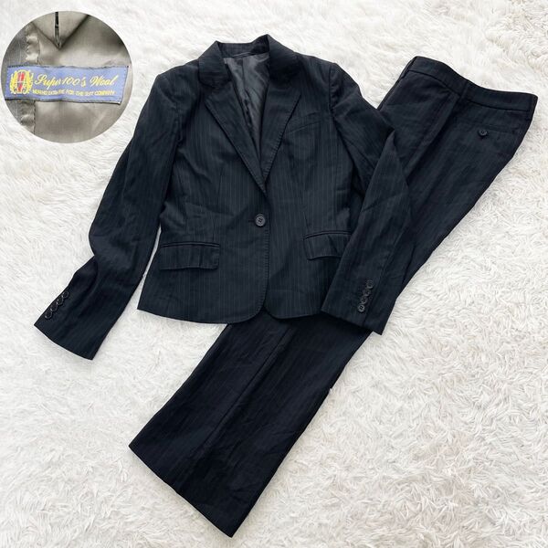THE SUIT COMPANY パンツスーツ ネイビー ストライプ サイズ38