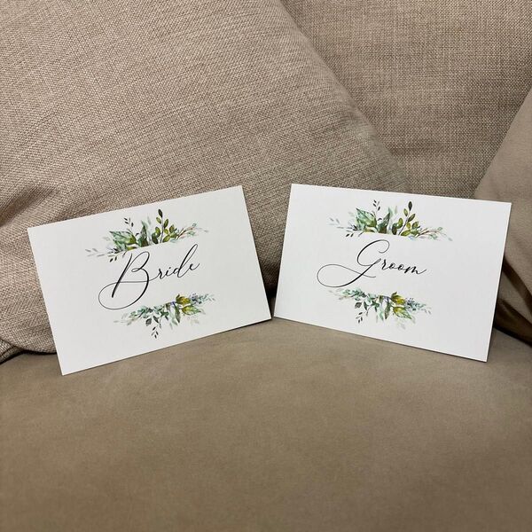 結婚式 受付サイン Bride groom ウェディング ウェルカムスペース ポストカード はがきサイズ ハンドメイド 植物 緑