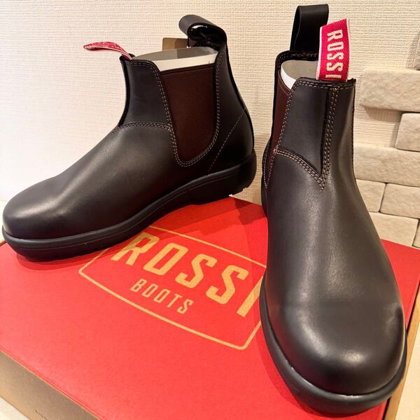 UK9【新品】ロッシブーツ エンデュラ ダークブラウン サイドゴアブーツ 本革 ブランドストーンをお探しの方にもオススメ◎