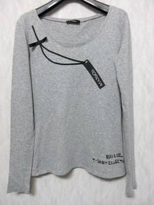 マックス&コー MAX&Co. 長袖 カットソー Tシャツ グレー S ラインストーン リボン付き 南2866