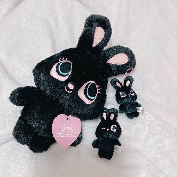foxy illustrations BUNNY マスコット BIGぬいぐるみ BLACK