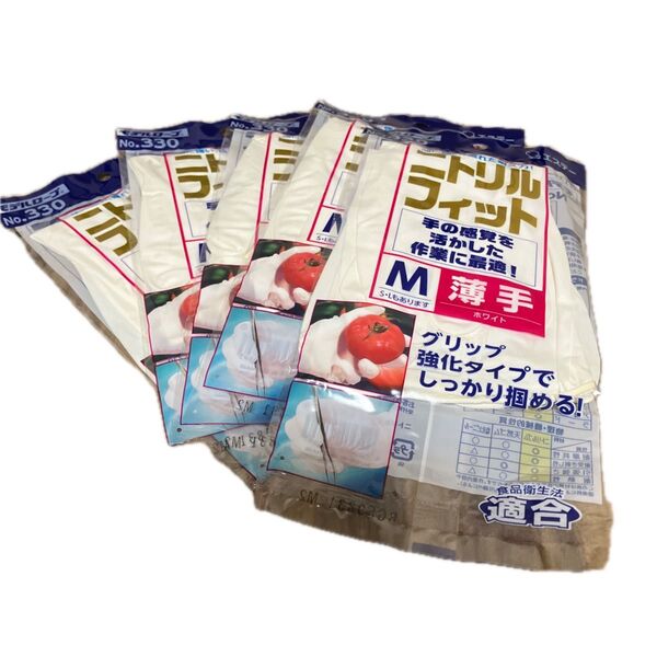 エステー No.330ニトリルフィット薄手Mホワイト5枚