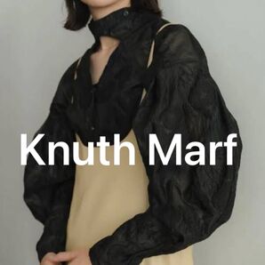 Knuth Marf シアー 透け感 花柄 trad volume blouse ブラック 黒色