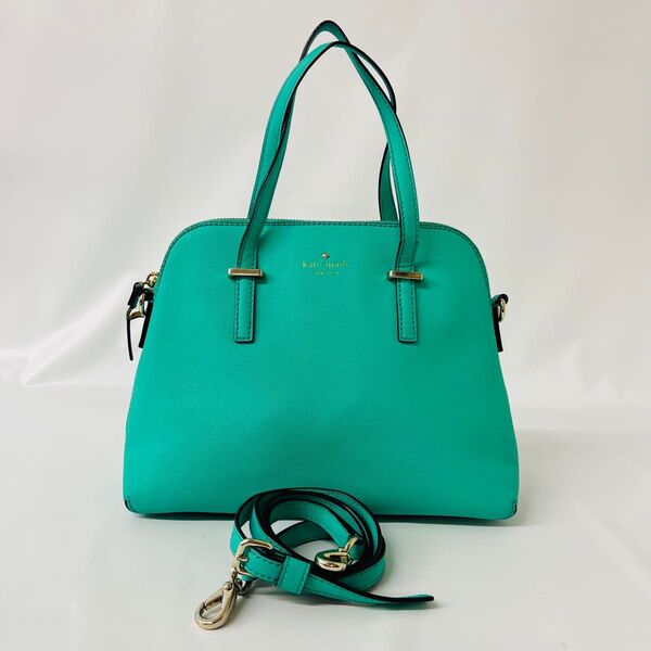 kate spade 2way ハンドバッグ レザー エメラルドグリーン