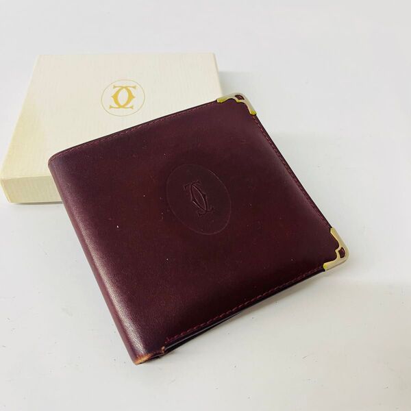 Cartier カルティエ マストライン 二つ折り財布 札入れ レザー ボルドー