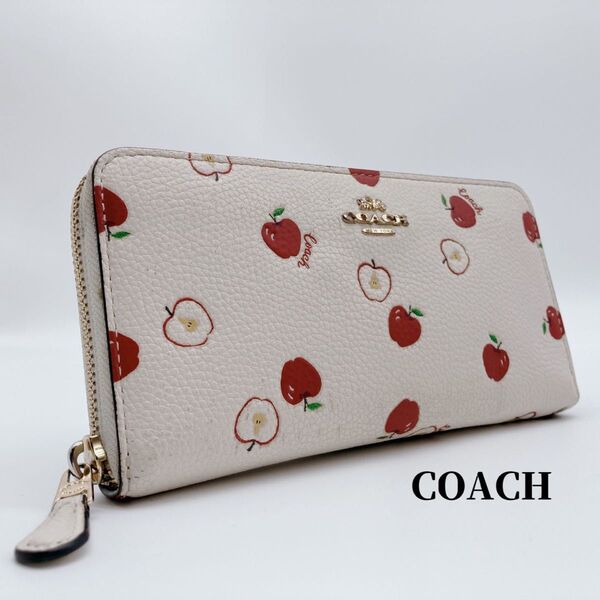 COACH 長財布 ラウンドファスナー 長財布 アップルプリント りんごプリント コーチ ウォレット