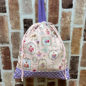 ハンドメイド スイーツ マカロン 体操着袋 お着替え袋①