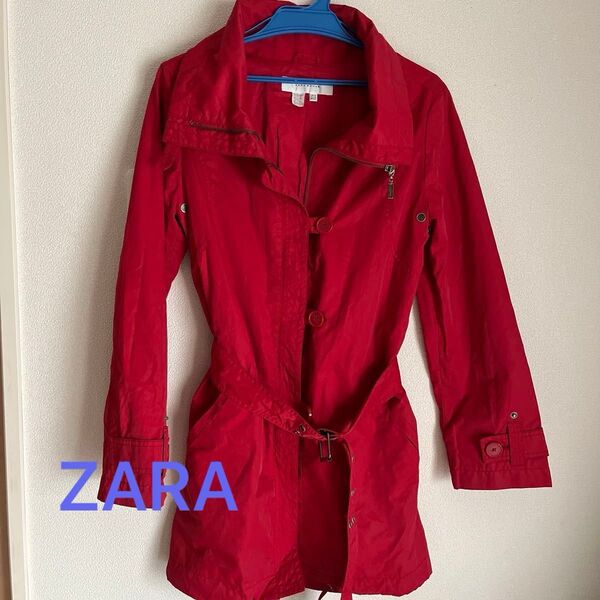 ZARA WOMAN ザラ コート ジャケット 赤 トレンチコート M ☆ファスナー壊れ☆