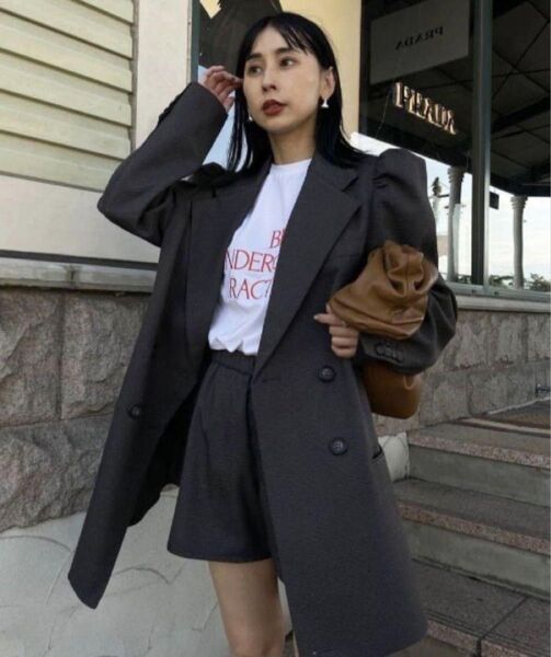 check jacket mini dressチャコールブラックSサイズ