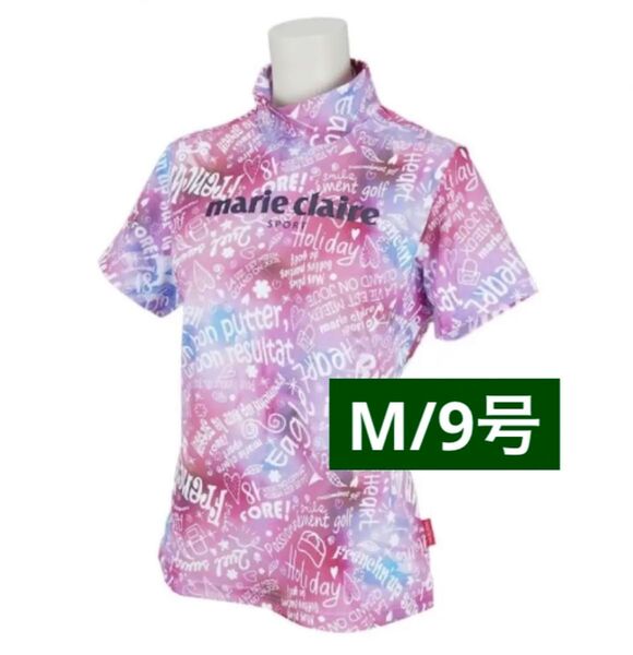 新品■6,490円【マリクレール 】レディース 半袖 モックネック タートルネック ウェア Mサイズ ゴルフウェア ピンク