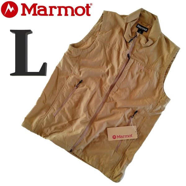 新品 L ベージュ マーモット メンズ ベスト アウトドアウェア 登山 キャンプ 釣り Marmot