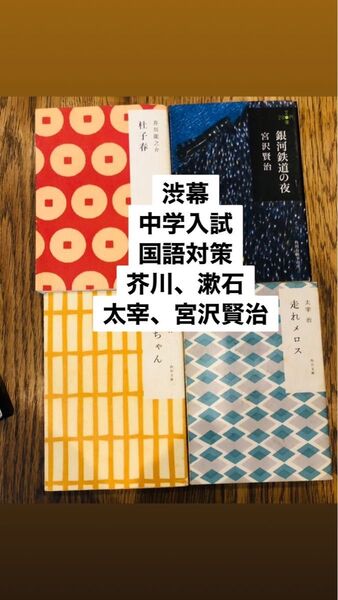 渋幕 国語対策 近代文学 夏目漱石「坊ちゃん」太宰治「走れメロス」宮沢賢治「銀河鉄道の夜」芥川龍之介「杜子春」 渋谷教育学園幕張
