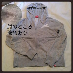 パーカー 生地 リメイク素材 グレー ニューバランス 破れあり