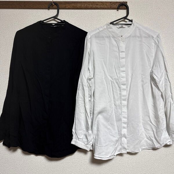 UNIQLO ホワイト ブラック 長袖シャツ トップス 2点セット Lサイズ