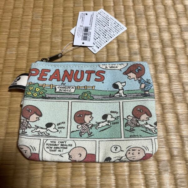 タグ付きスヌーピーミニポーチ ポケットティッシュケース50年代コミックシリーズ