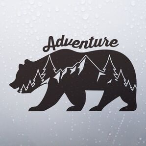 送料無料◆Adventure Bear アドベンチャーベア カッティングステッカー◆ブラック|20×12cm|超防水 UVカット 屋外使用可【C034】