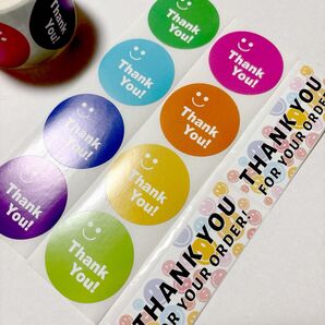 サンキューシール/Thank Youシール 250片(200+50)スマイル 丸 スクエア 大きめ ニコちゃん New