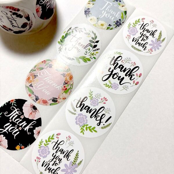 サンキューシール/Thank Youシール 144片 2巻 ボタニカル お花 大きめ New