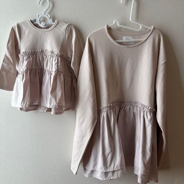 petit main プティマイン 長袖 Tシャツ 親子セット 親子コーデ リンクコーデ 90サイズ