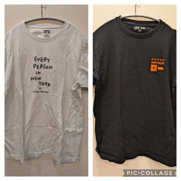 Tシャツ 半袖 L ユニクロ UT ホワイト ブラック 2枚組 美品