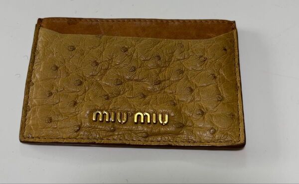 miumiu パスケース オーストリッチ カードケース レザー