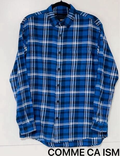 【美品】COMME CA ISM コムサイズム ネル BIG チェックシャツ (ネイビー)Mサイズ