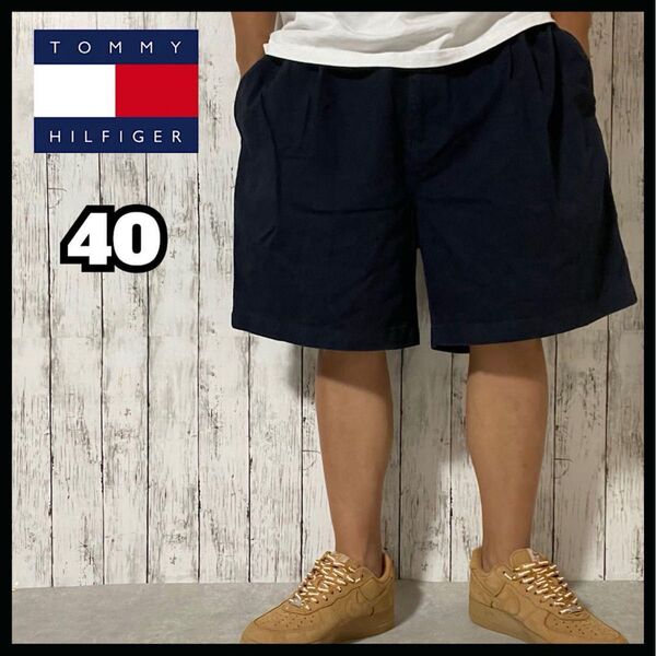 TOMMY HILFIGER トミーヒルフィガー ネイビー ハーフパンツ 大きいサイズ USA古着