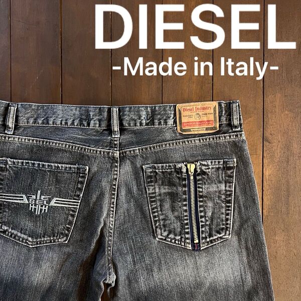 希少!!【Diesel ディーゼル】ブラックデニムパンツ ジップポケット y2k