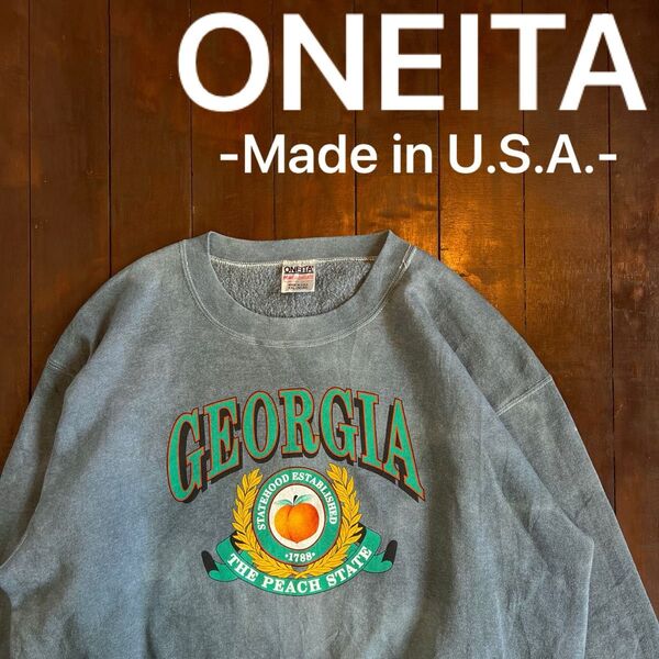 手染め!!【ONEITA オニータ】スウェットシャツ GEORGIA USA製 ゆるだぼ オーバーサイズ XXL y2k