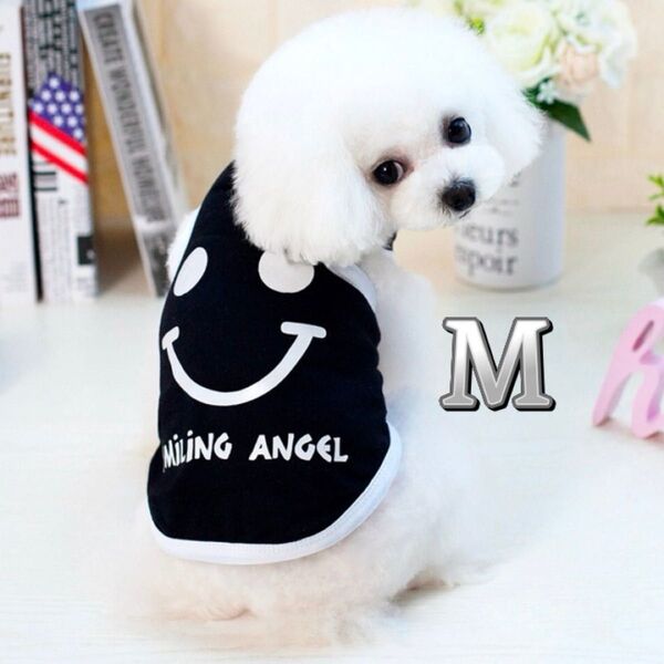 犬服 タンクトップ M 黒 ブラック ノースリーブ 袖なし スマイル ペットウェア ドッグウェア 犬 犬用品 小型犬 犬の服