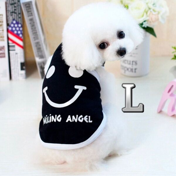 犬服 タンクトップ L 黒 ブラック ノースリーブ 袖なし スマイル ペットウェア ドッグウェア 犬 犬用品 小型犬 犬の服