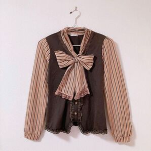 axes femme 長袖 リボンシャツ