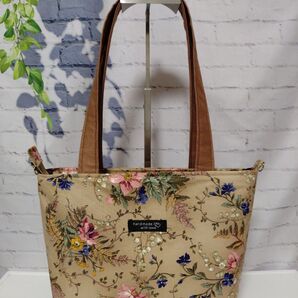 ファスナー トートバッグ 花柄 ハンドメイド