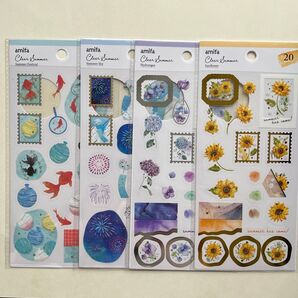 シートシール クリアサマー amifa キャンドゥ 花火 ひまわり 金魚 紫陽花 夏 風鈴 PETシール