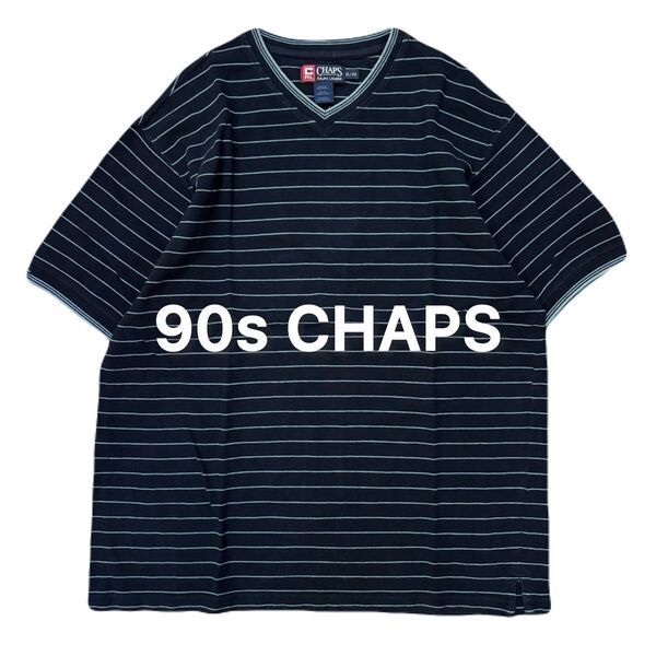 90s CHAPS チャップス ボーダー Tee Vネック ヴィンテージ ビンテージ Tシャツ 半袖 アメカジ