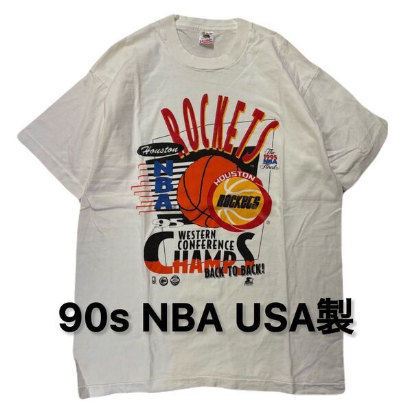 90s NBA USA製 ヒューストン・ロケッツ Tee ヴィンテージ アメカジ アメリカ製 Tシャツ シングルステッチ